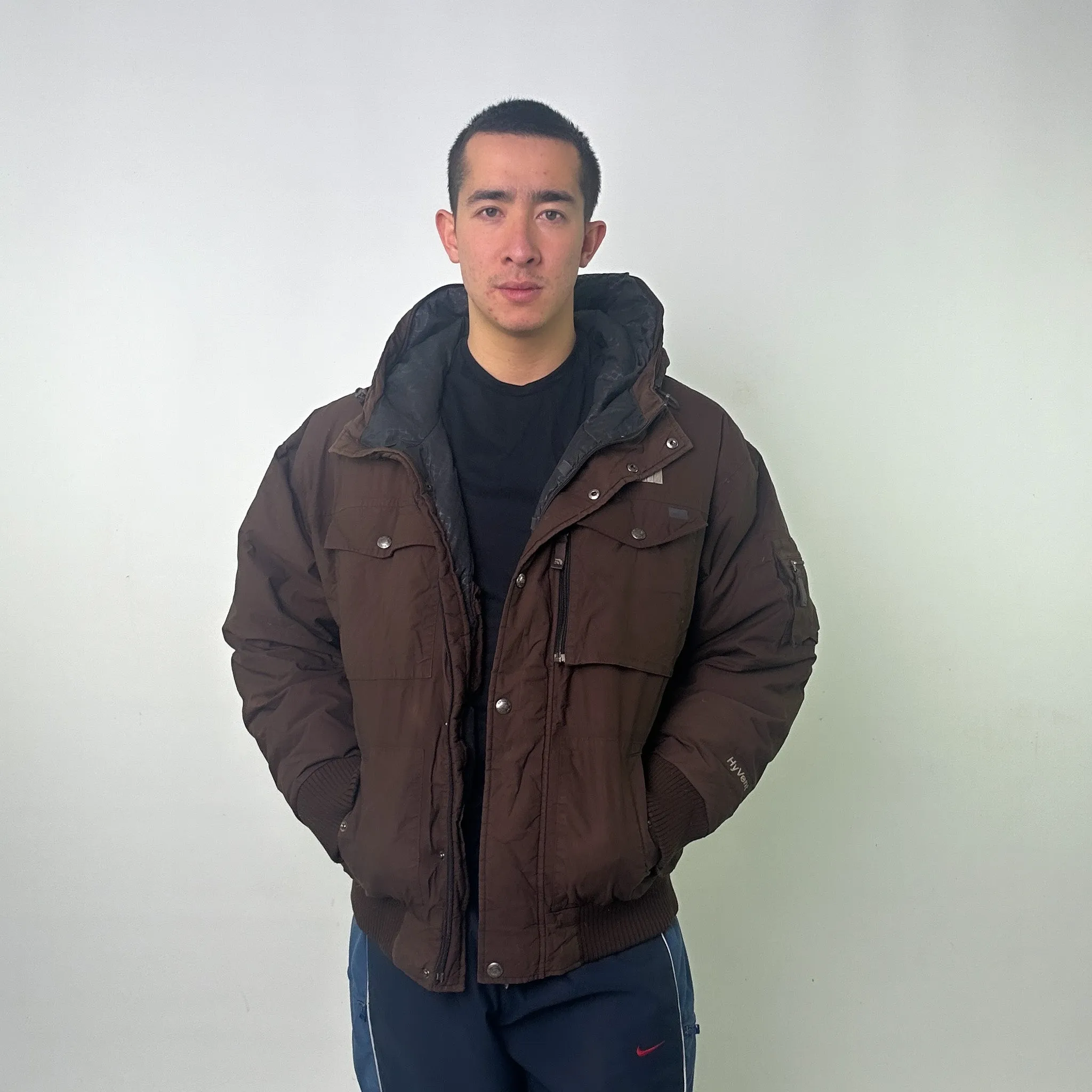 Brown 90s The North Face Hyvent Puffer Jacket Coat (L)