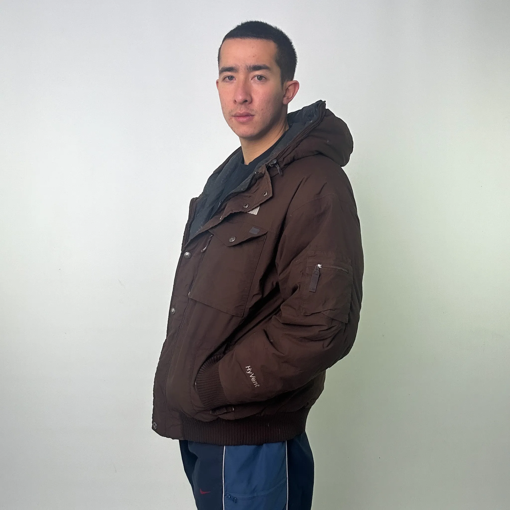 Brown 90s The North Face Hyvent Puffer Jacket Coat (L)