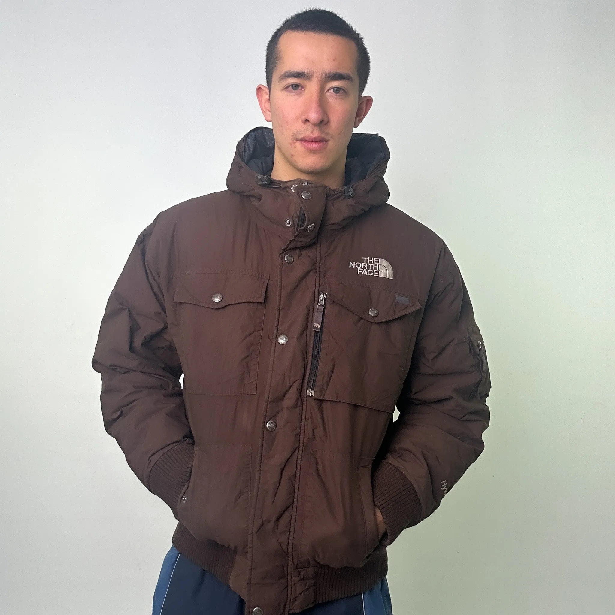 Brown 90s The North Face Hyvent Puffer Jacket Coat (L)