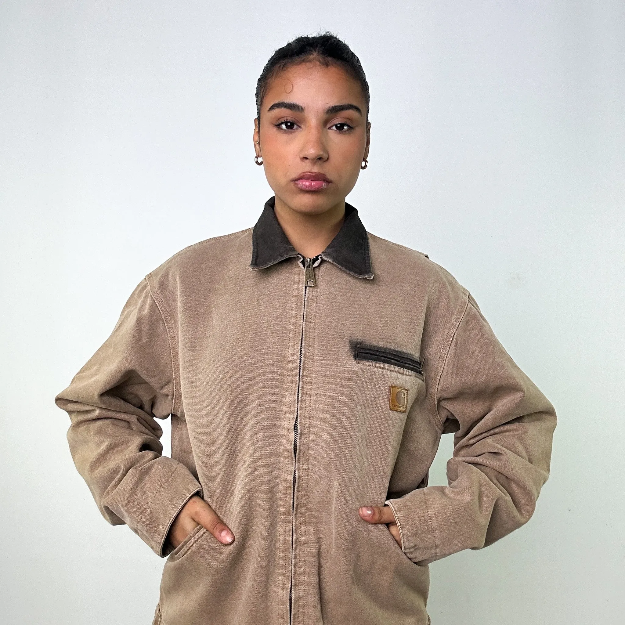 Brown Vintage Carhartt Detroit Workwear Jacket Coat (L)