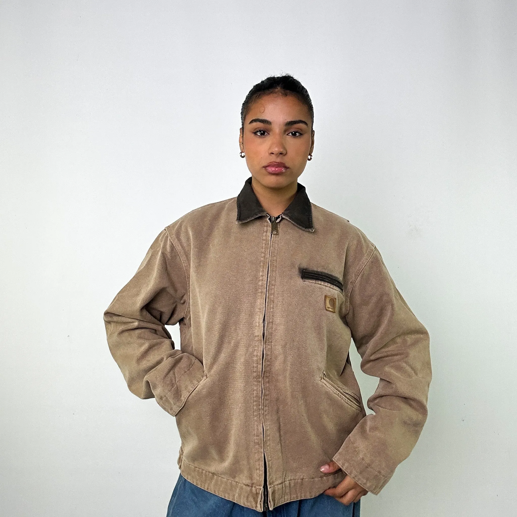 Brown Vintage Carhartt Detroit Workwear Jacket Coat (L)