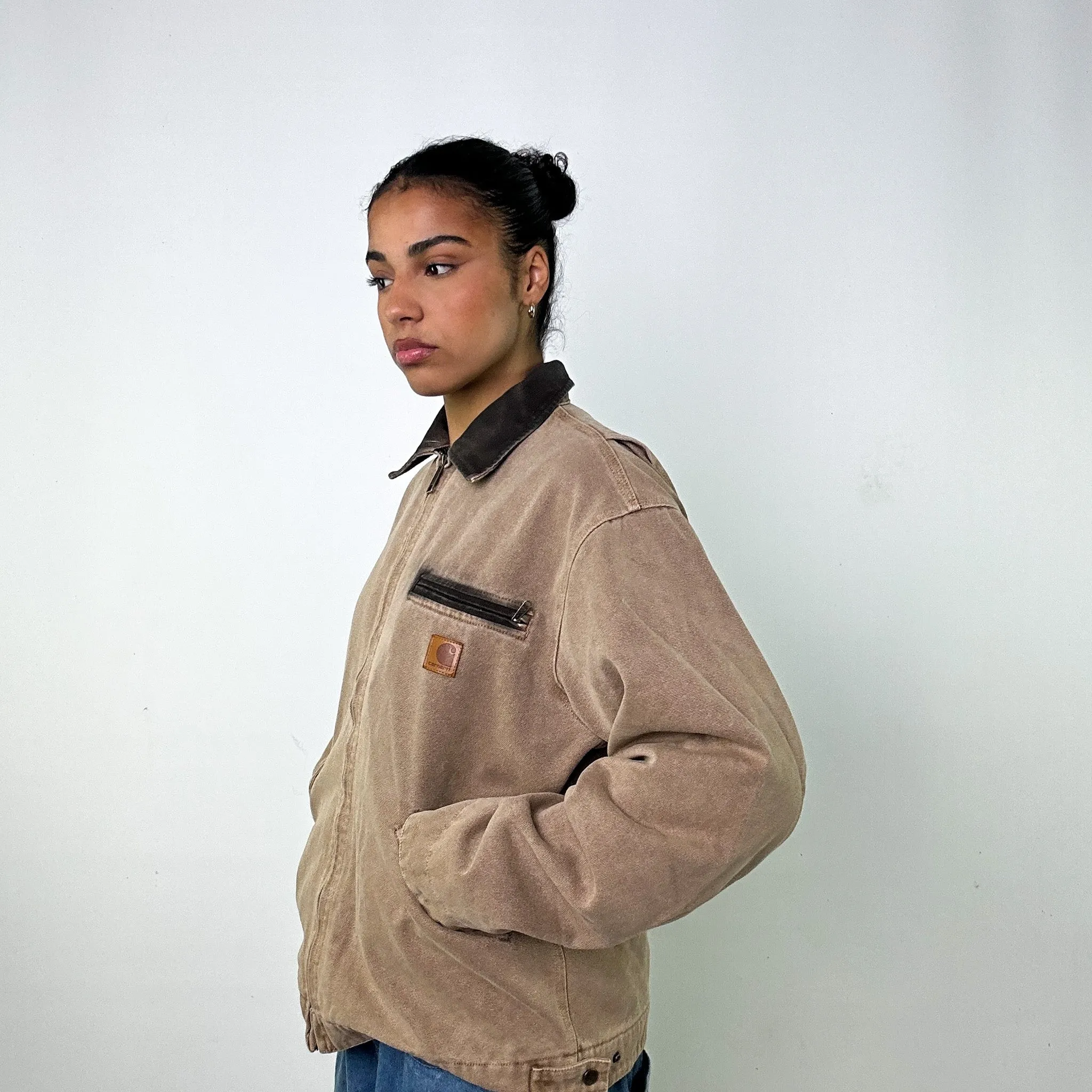 Brown Vintage Carhartt Detroit Workwear Jacket Coat (L)