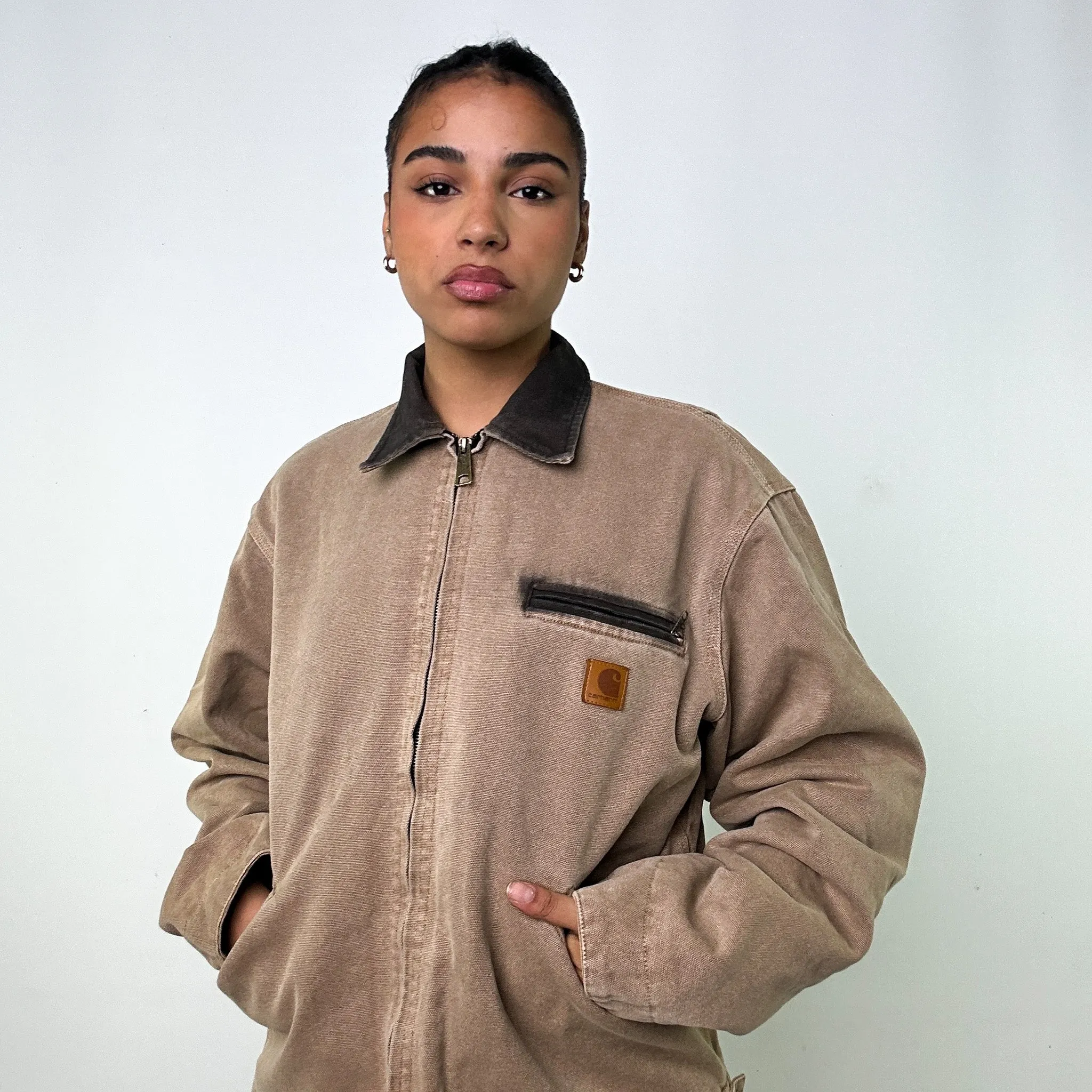 Brown Vintage Carhartt Detroit Workwear Jacket Coat (L)