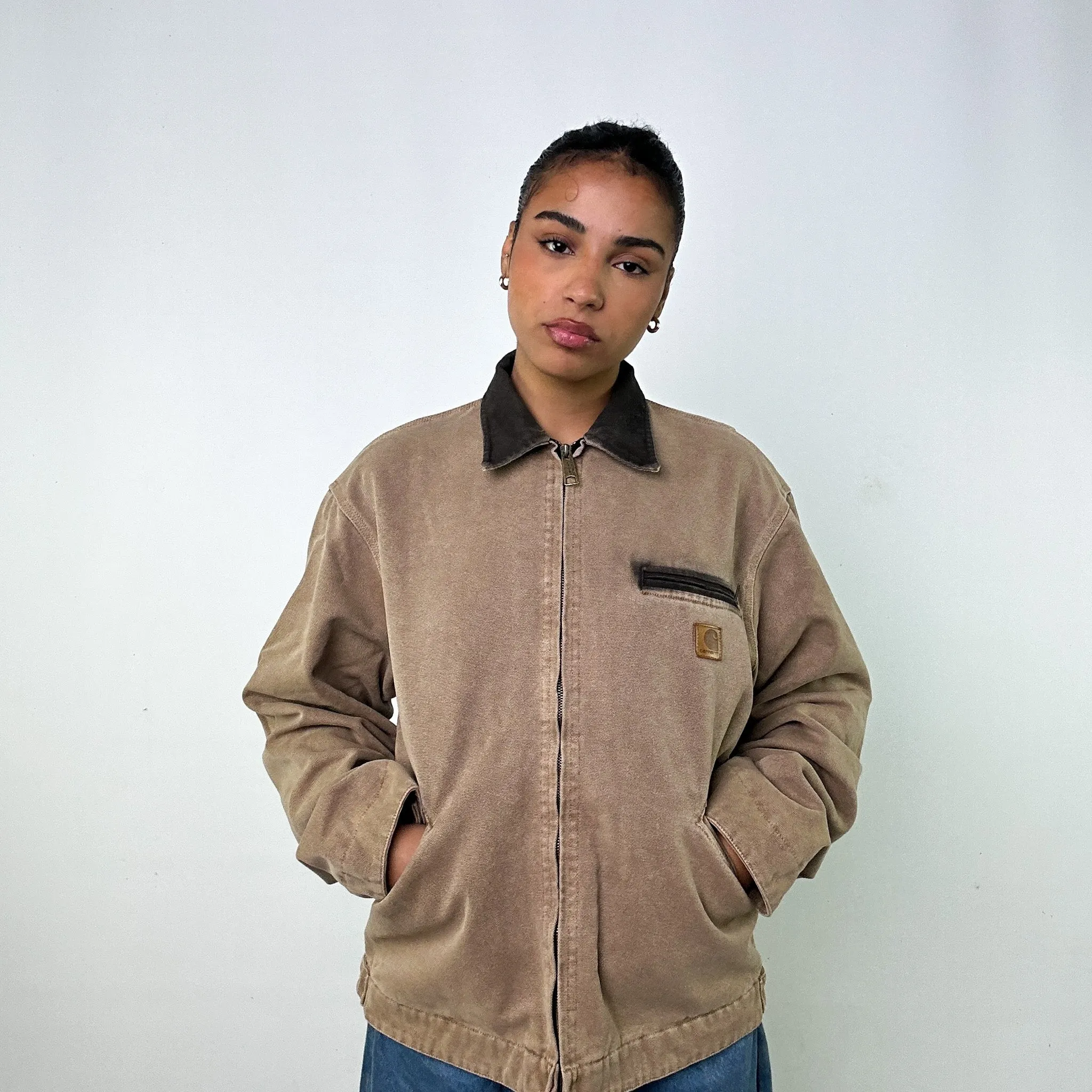 Brown Vintage Carhartt Detroit Workwear Jacket Coat (L)