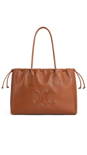 Cabas Drawstring Cuir Triomphe in Smooth Calfskin - Tan