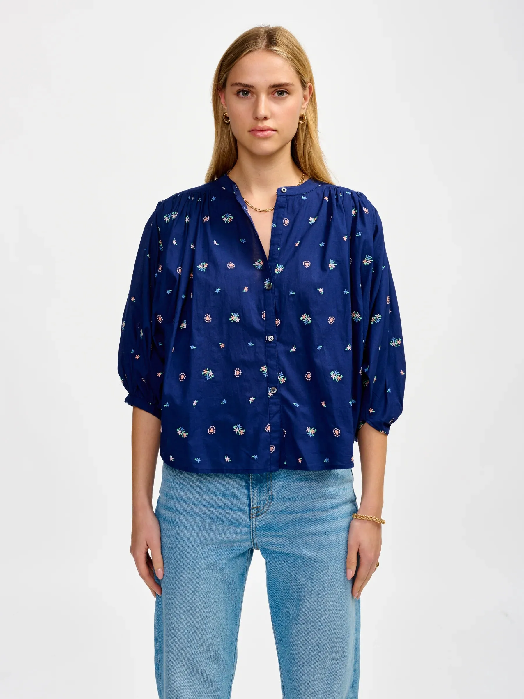 CAMICIA FLOWERS PIPISTRELLO RICAMATA