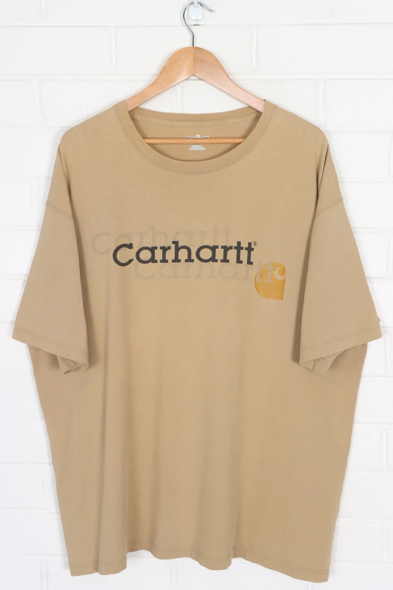 CARHARTT Shadow Logo Brown Khaki Boxy T-Shirt (XXL)