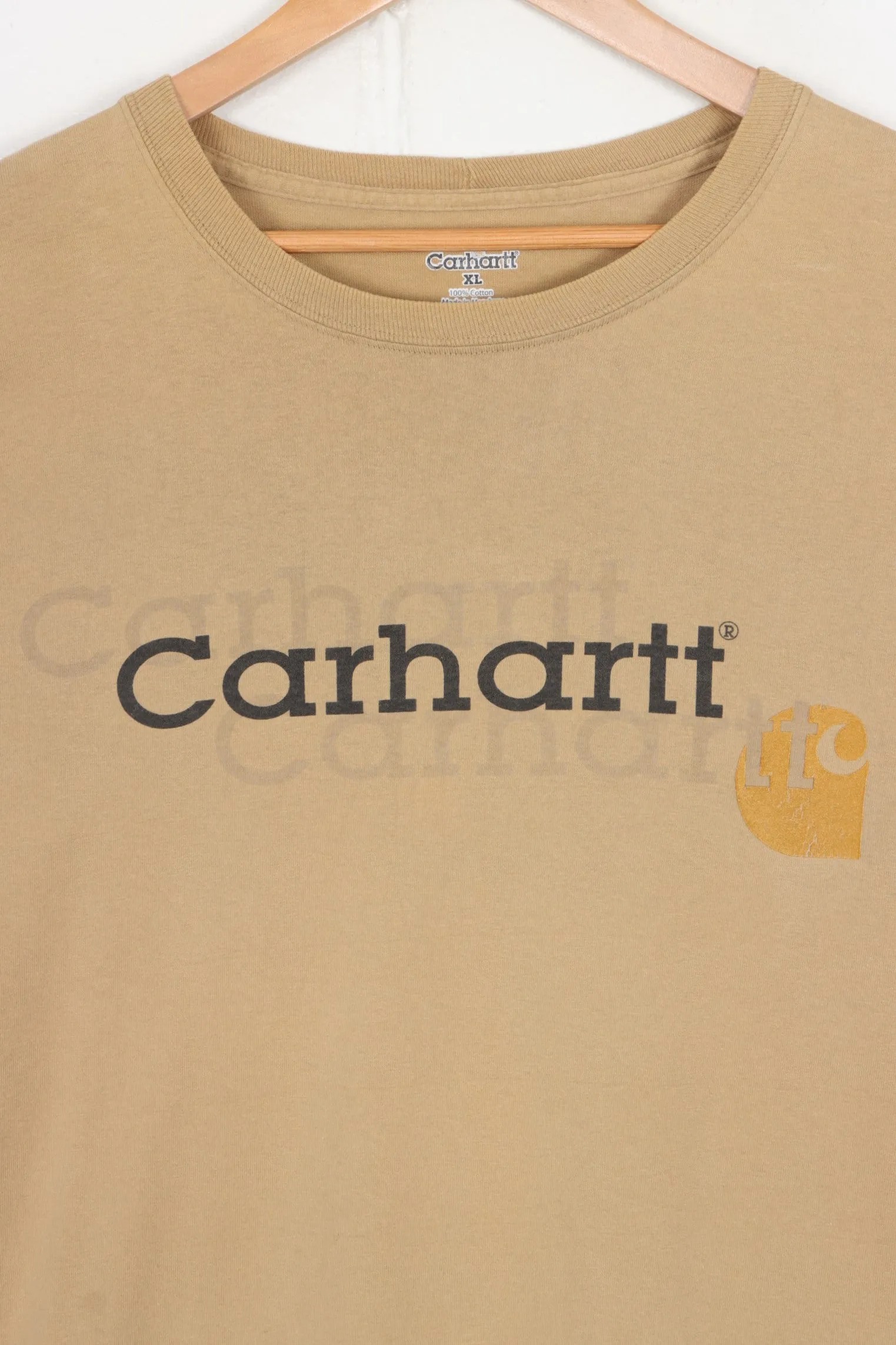 CARHARTT Shadow Logo Brown Khaki Boxy T-Shirt (XXL)