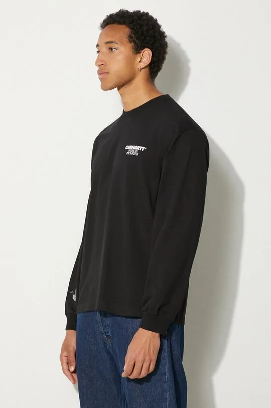 Carhartt WIP cotton longsleeve top Ducks black color with a print I033663.89XX