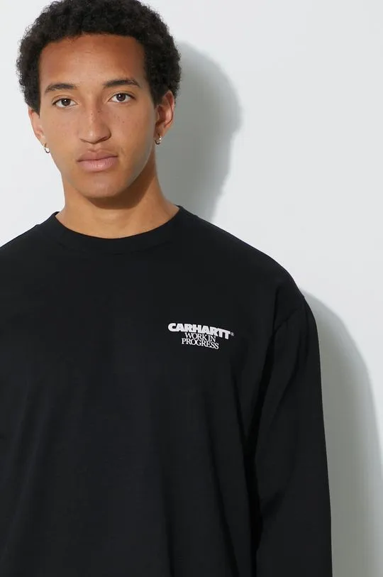 Carhartt WIP cotton longsleeve top Ducks black color with a print I033663.89XX