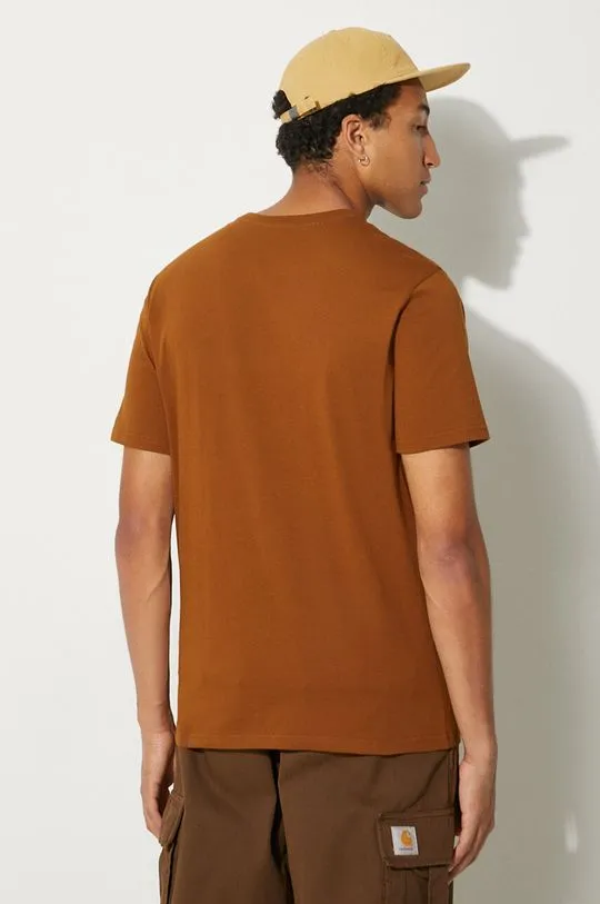 Carhartt WIP cotton t-shirt S/S Pocket men’s brown color smooth I030434.1NFXX