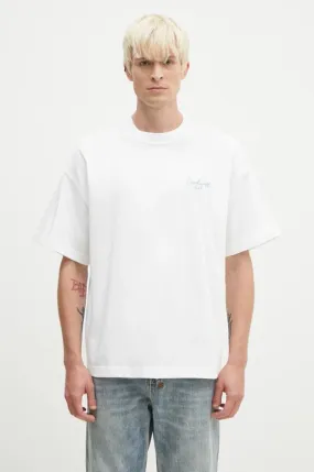 Carhartt WIP cotton t-shirt S/S Signature Script men’s white color with an application I033828.2JIXX