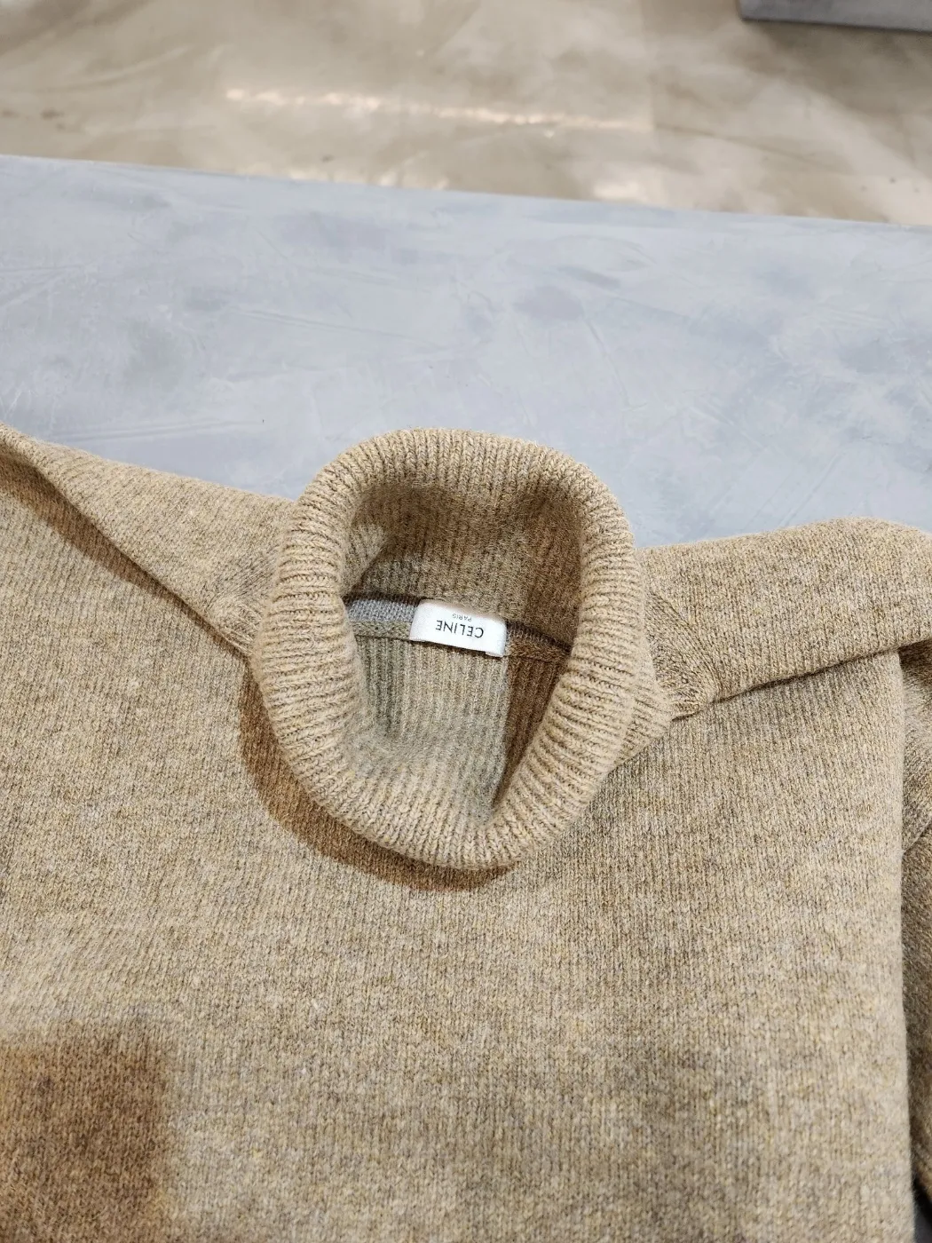 CELINE  |Turtle neck sweater in double face wool and cashmere