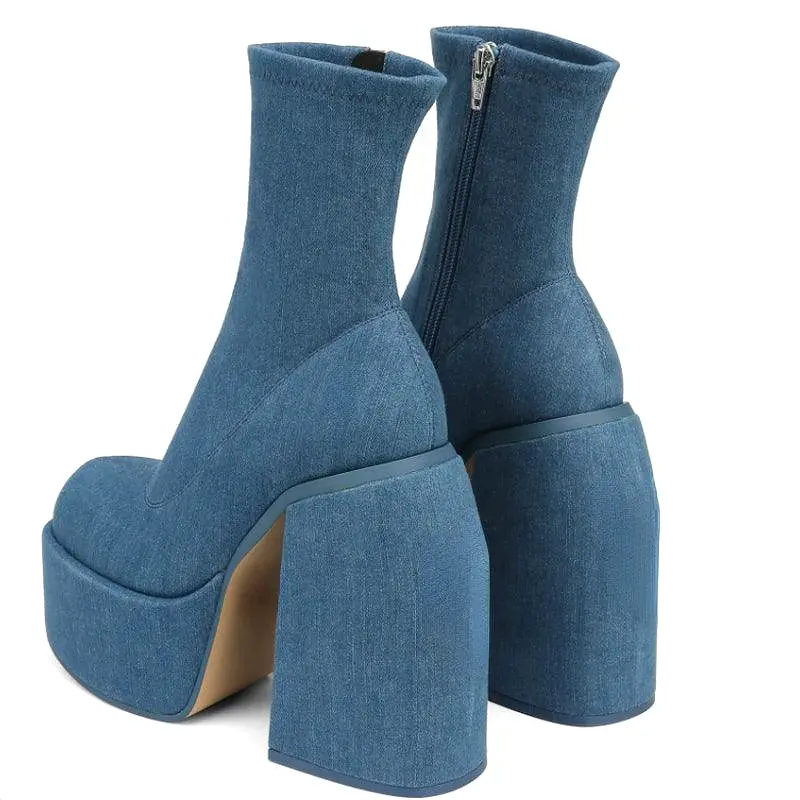 Chunky Jeans Platform Boots