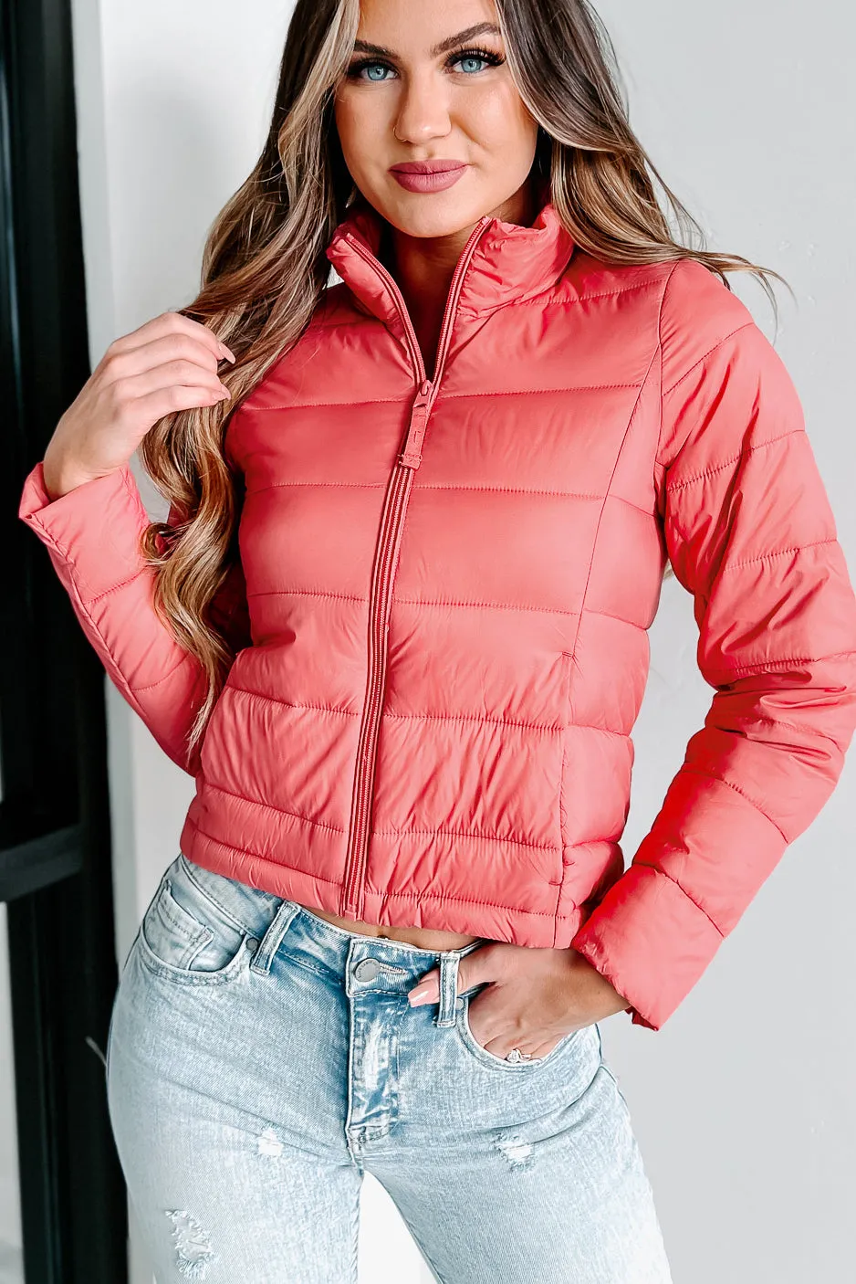 Cold Breeze Puffer Jacket (Hibiscus)