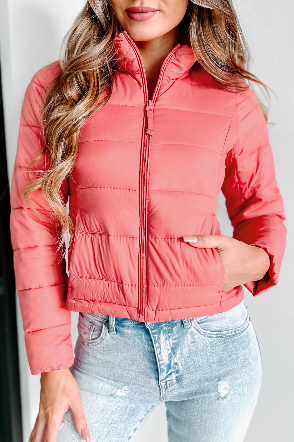 Cold Breeze Puffer Jacket (Hibiscus)