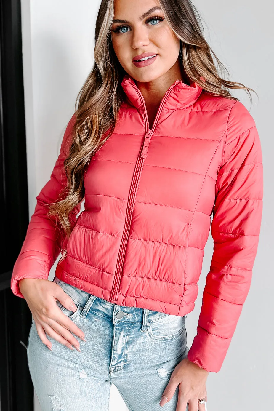 Cold Breeze Puffer Jacket (Hibiscus)