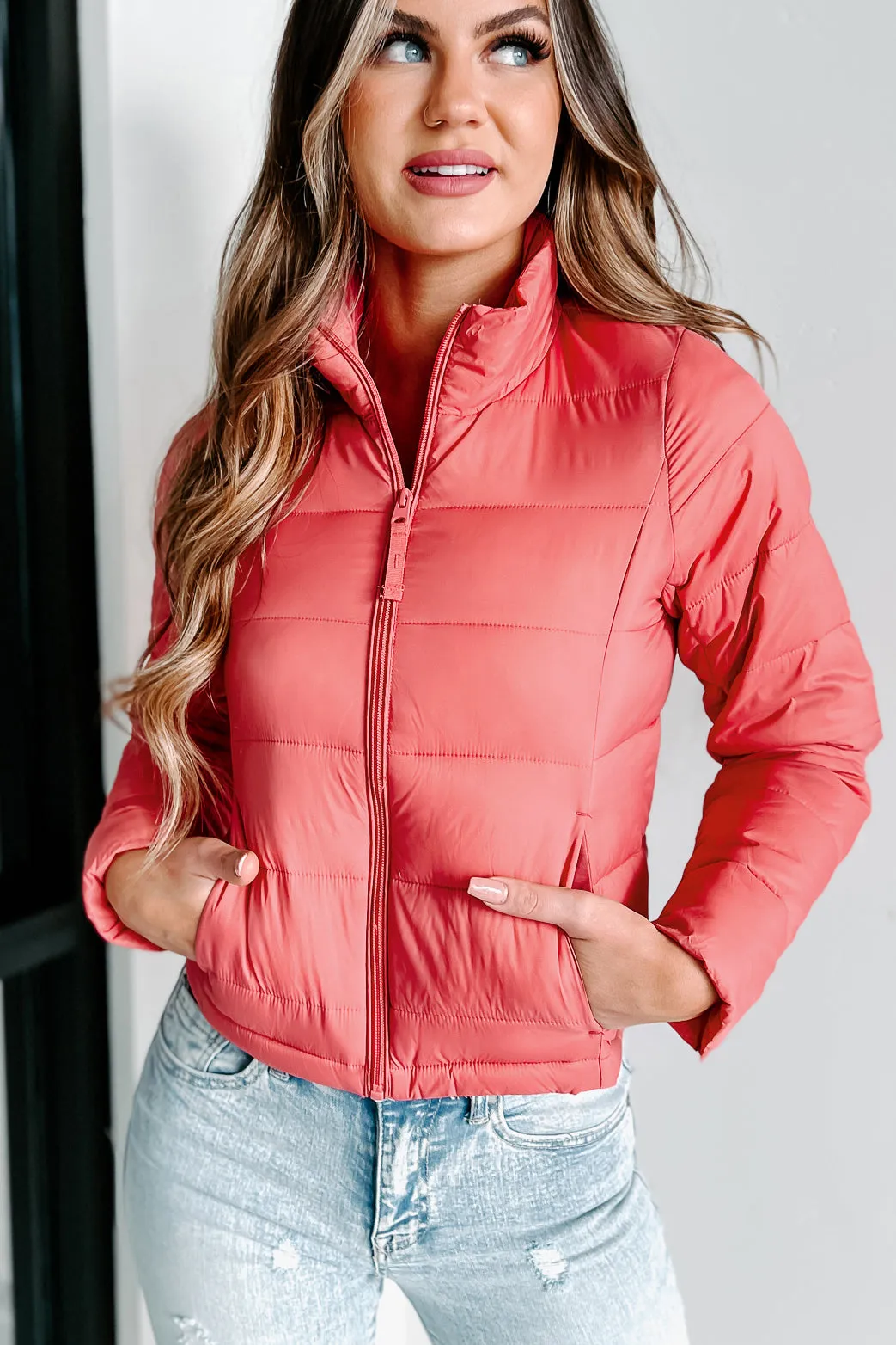 Cold Breeze Puffer Jacket (Hibiscus)