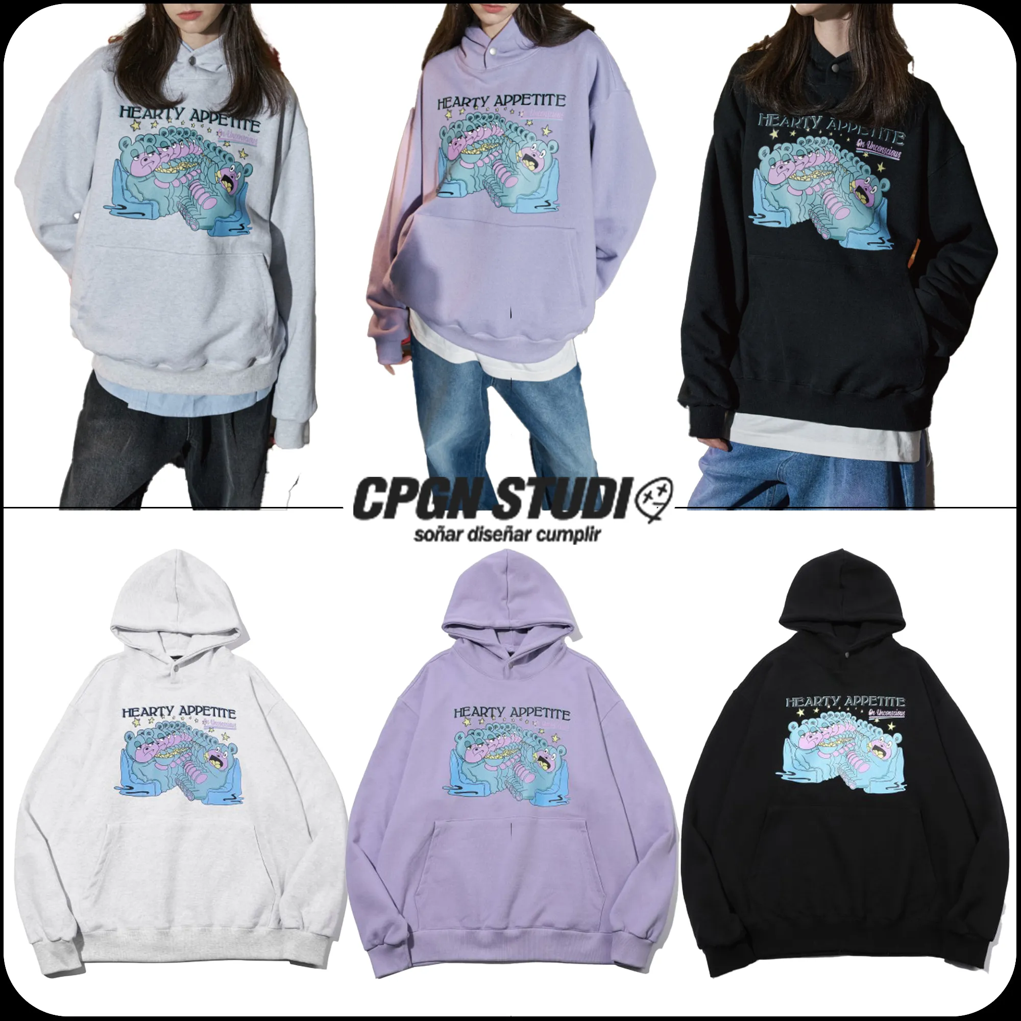 COMPAGNO  |[COMPAGNO]★BORA BEAR SNAP HEAVY HOODIE