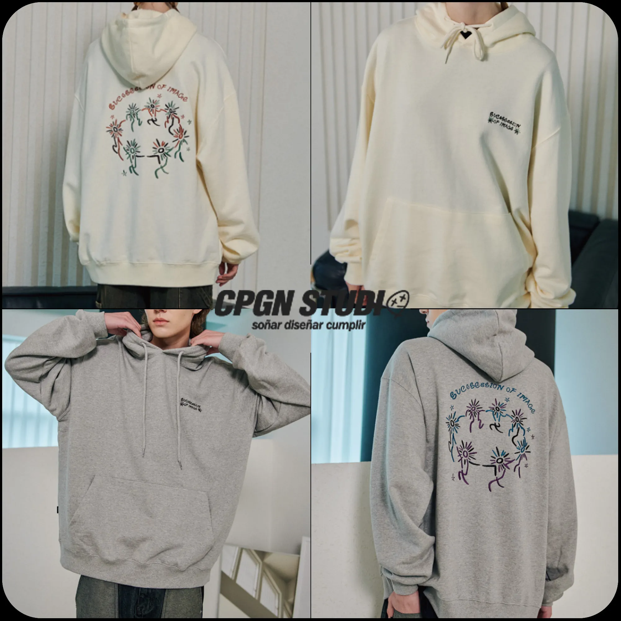 COMPAGNO  |[COMPAGNO]★HAND IN HAND EMBROIDERED HOODIE