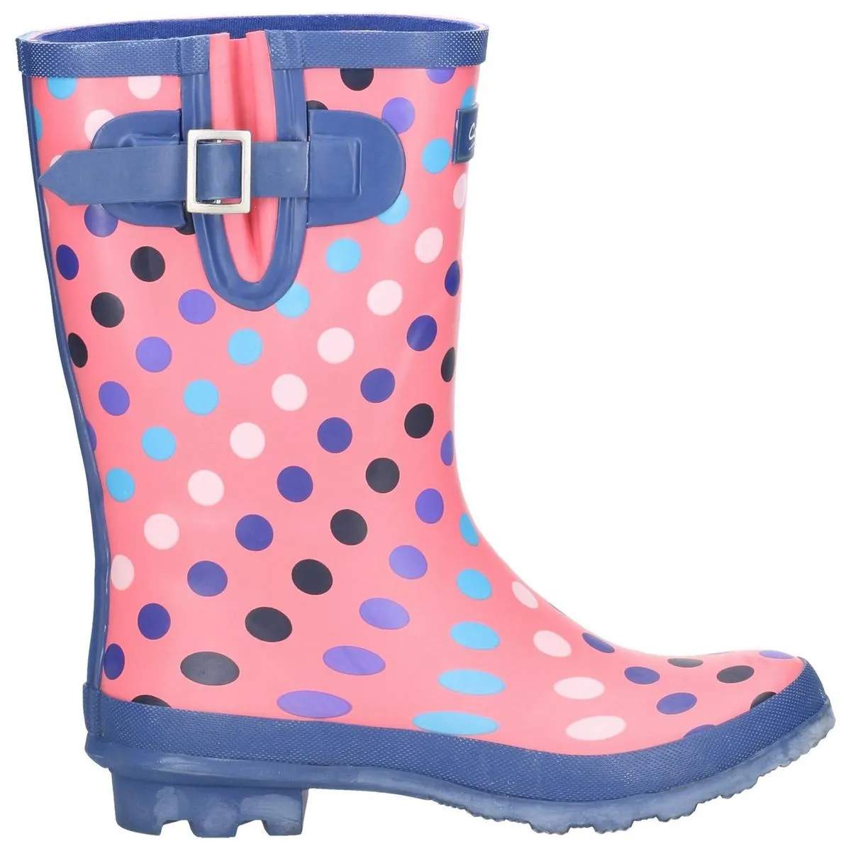 Cotswold Paxford Elasticated Mid Calf Wellington Boot Pink/Multi Spot