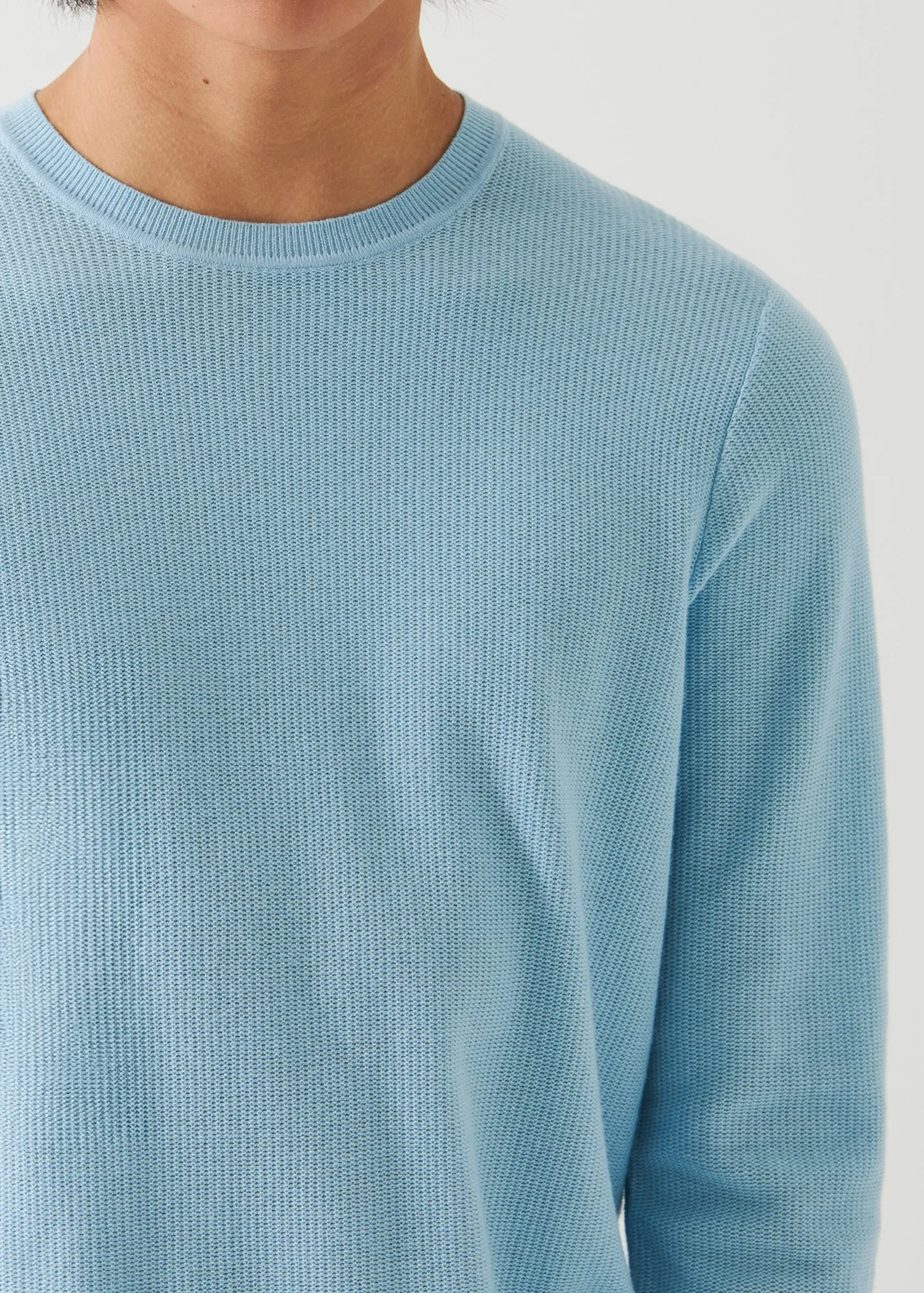 COTTON CASHMERE CROCHET CREWNECK