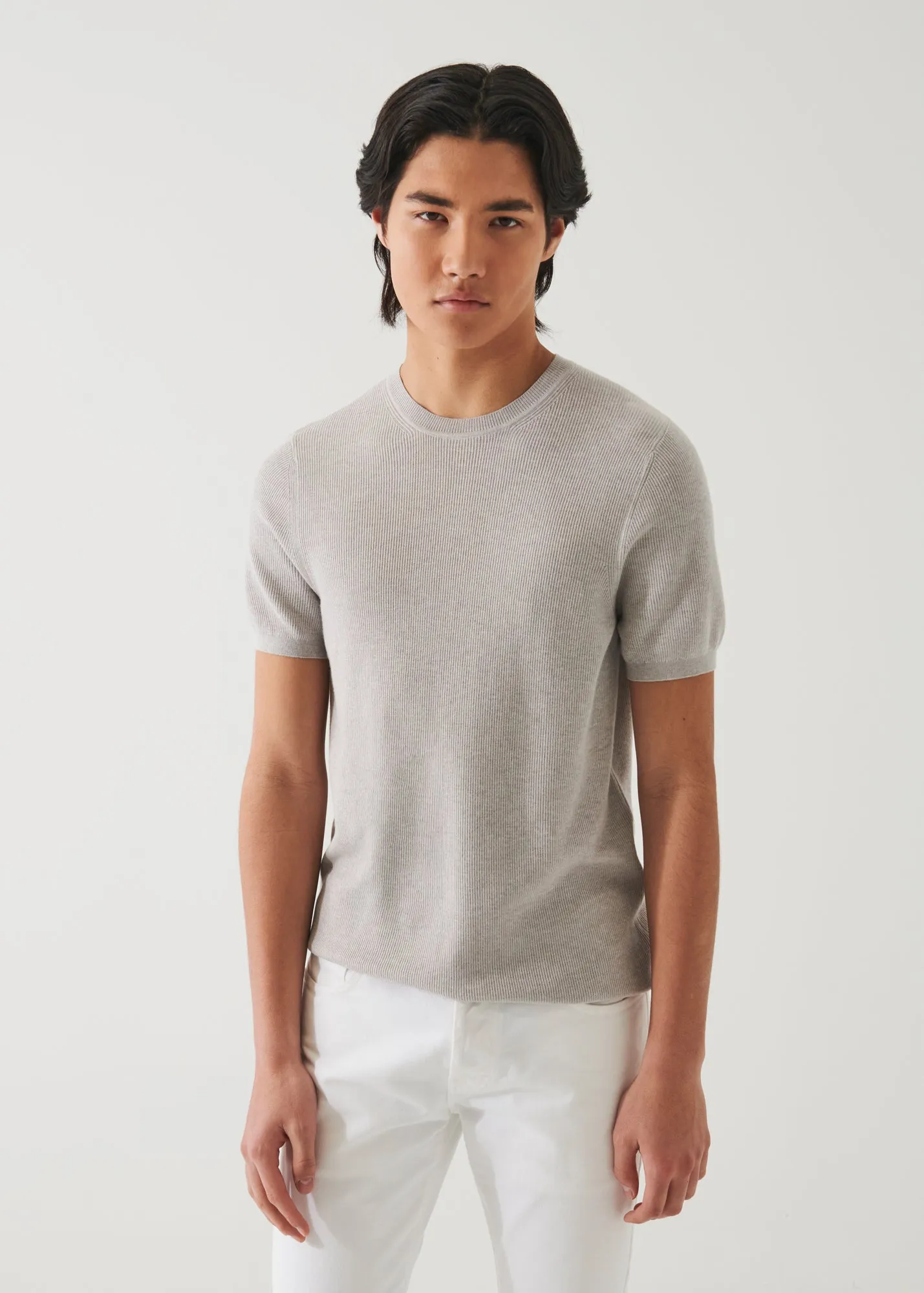 COTTON CASHMERE RIBBED CREWNECK