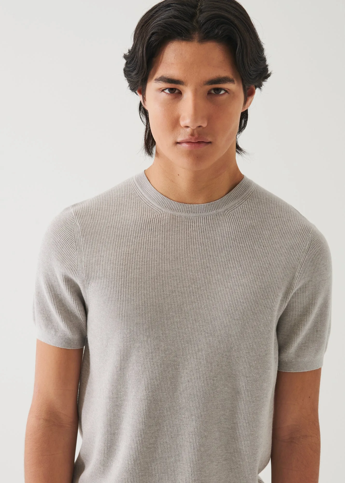 COTTON CASHMERE RIBBED CREWNECK