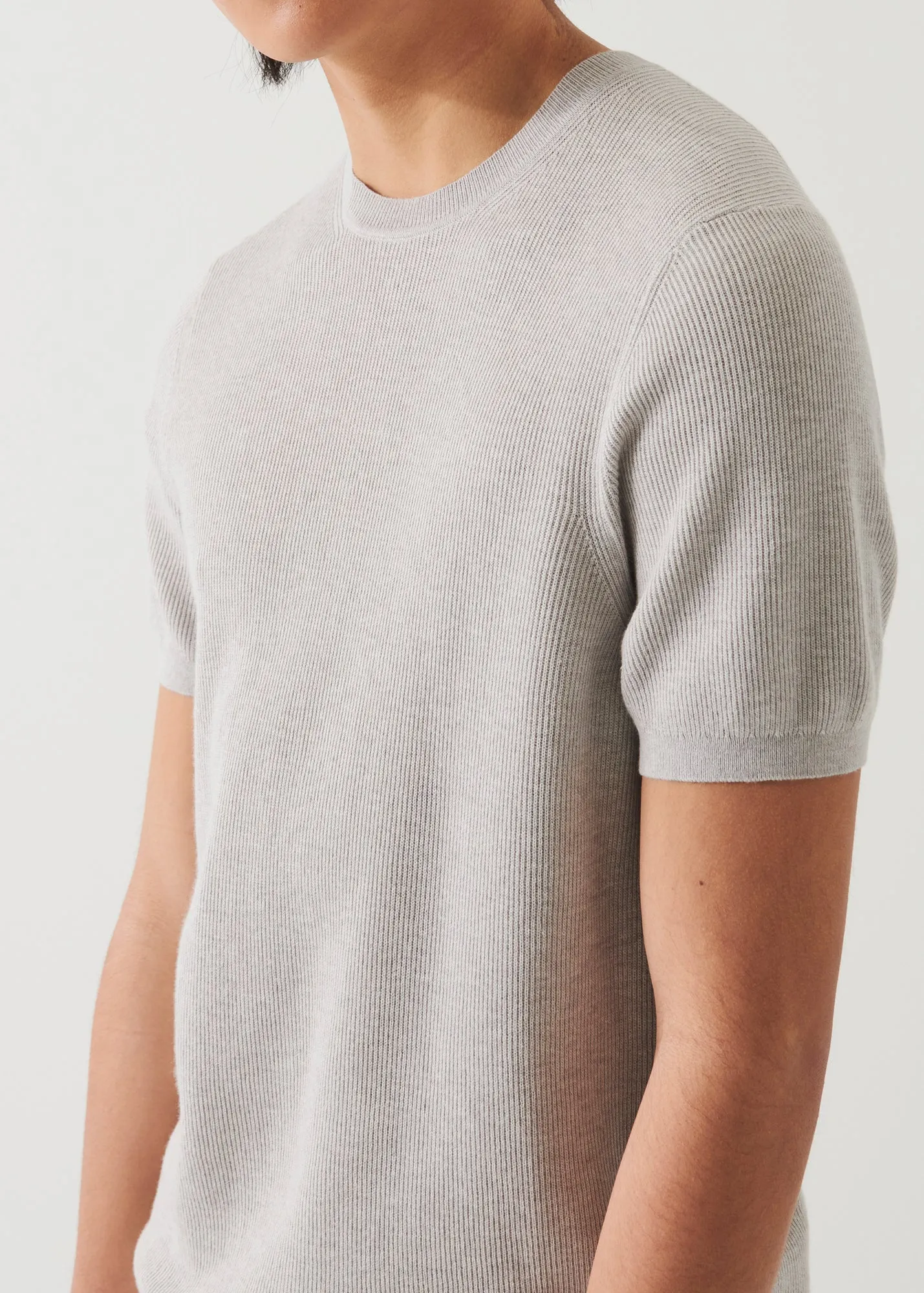 COTTON CASHMERE RIBBED CREWNECK