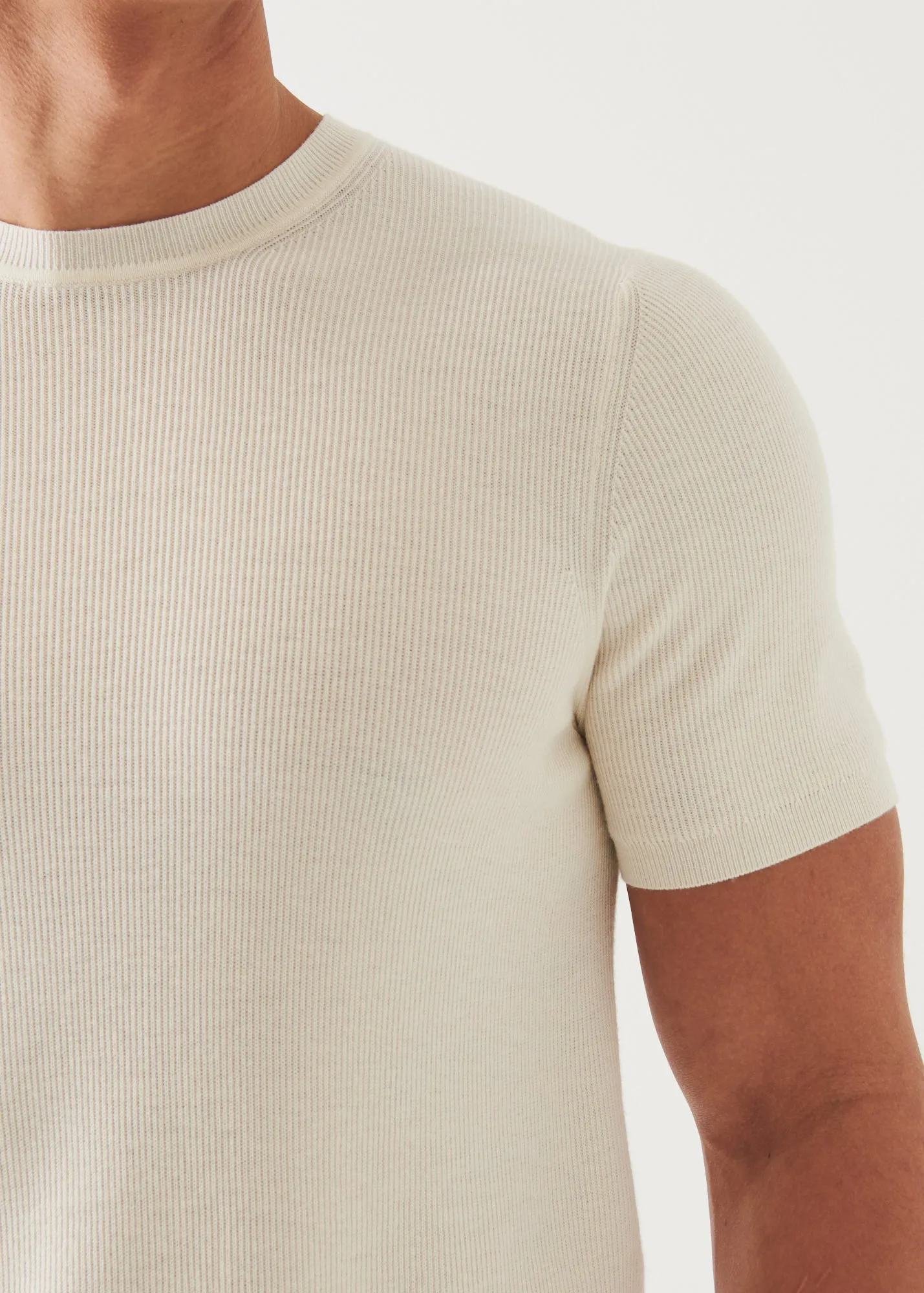 COTTON CASHMERE RIBBED CREWNECK