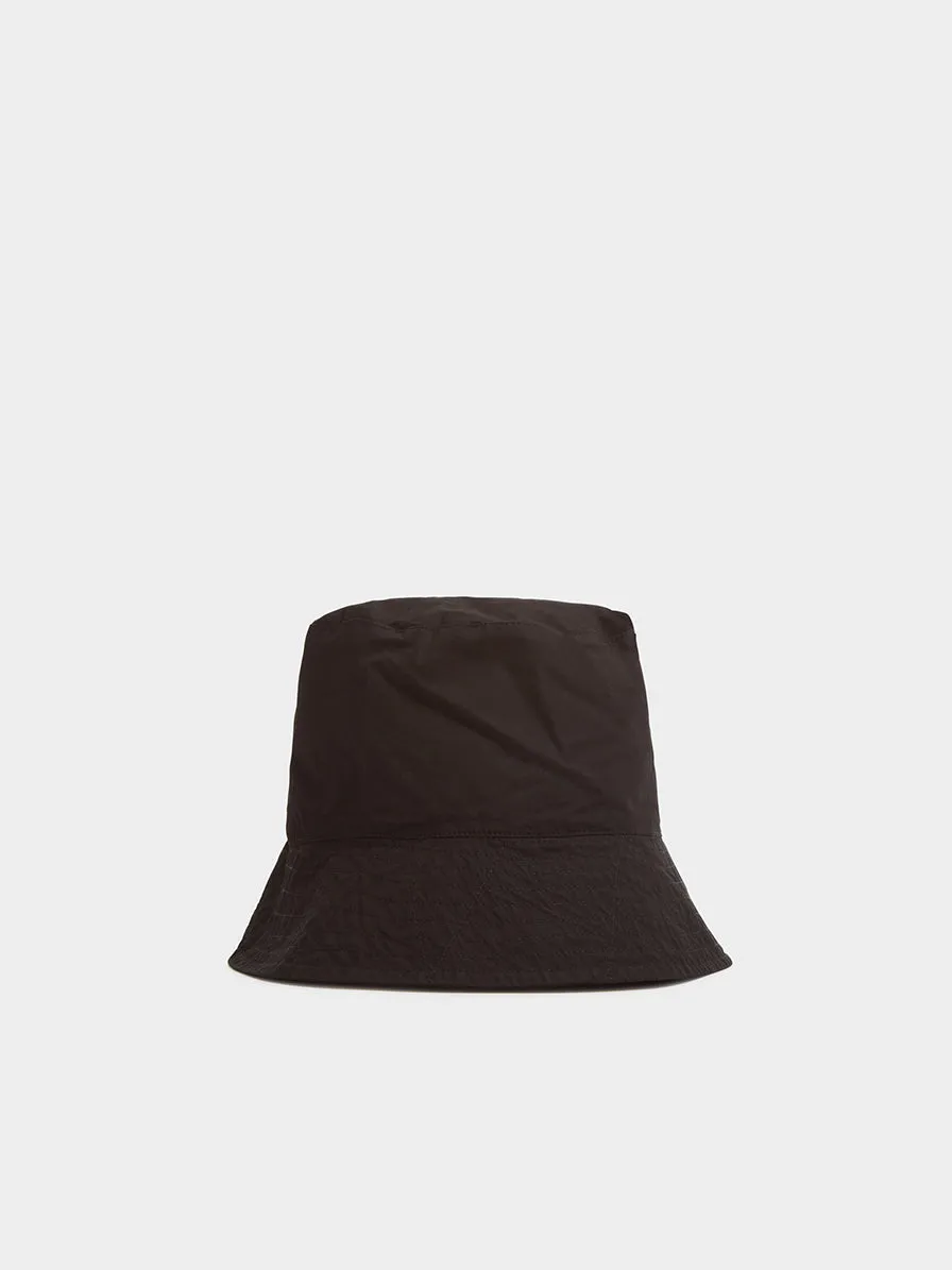 Cotton Duracloth Poplin Bucket Hat II, Black