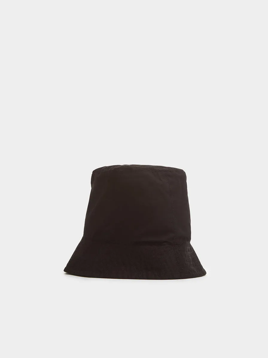 Cotton Duracloth Poplin Bucket Hat II, Black