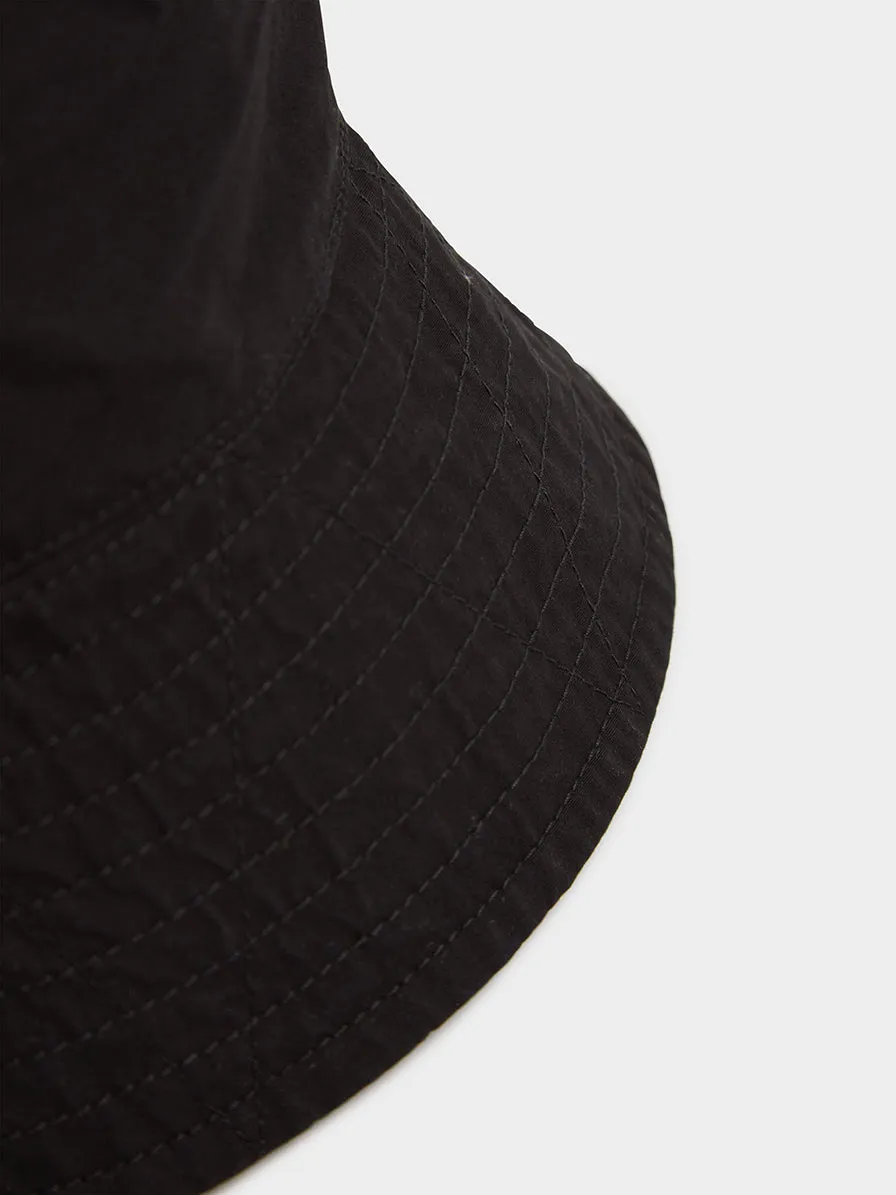 Cotton Duracloth Poplin Bucket Hat II, Black