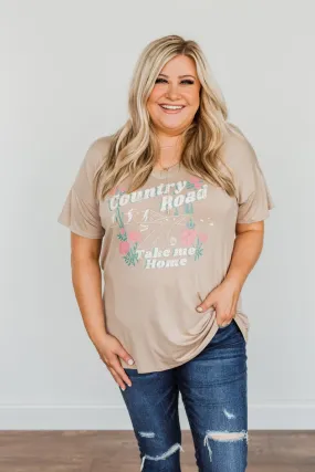 Country Road Take Me Home Graphic Tee- Tan