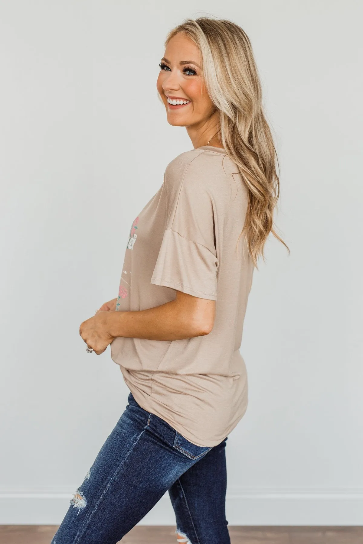 Country Road Take Me Home Graphic Tee- Tan