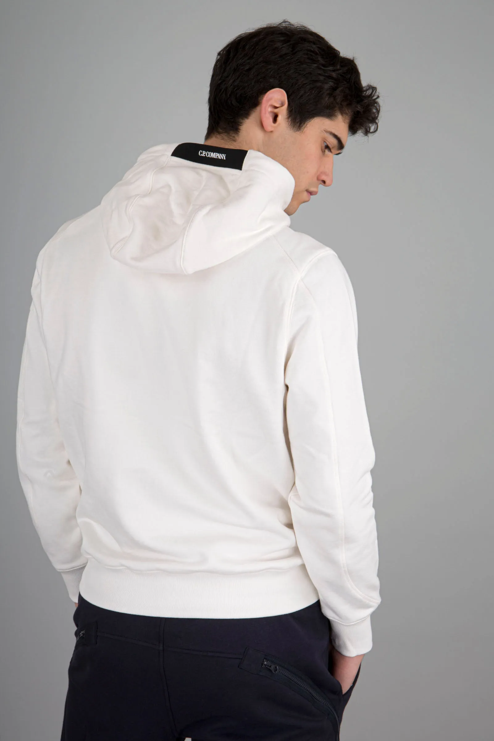 C.p. Company Felpa Diagonal Raised Hoodie Bianco Uomo