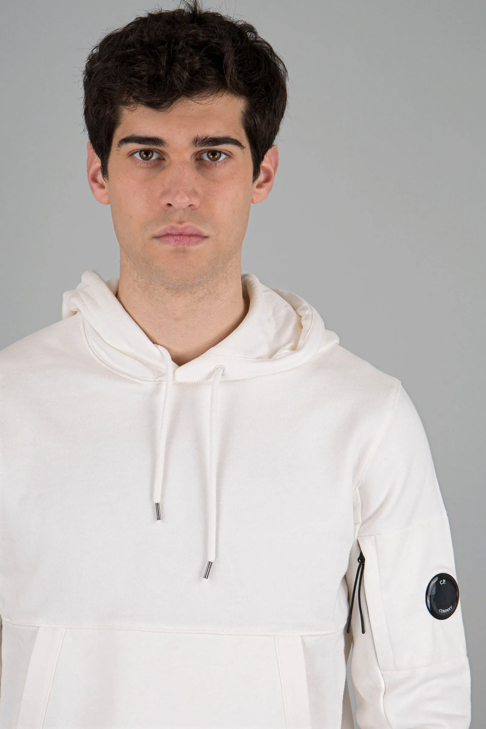 C.p. Company Felpa Diagonal Raised Hoodie Bianco Uomo