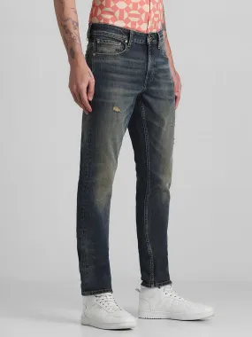 Dark Blue Low Rise Distressed Slim Fit Jeans