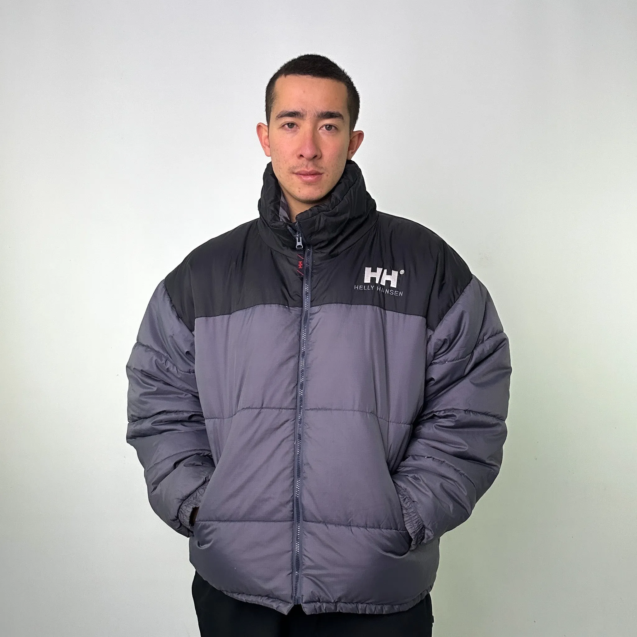 Dark Grey 90s Helly Hansen Puffer Jacket Coat (XL)