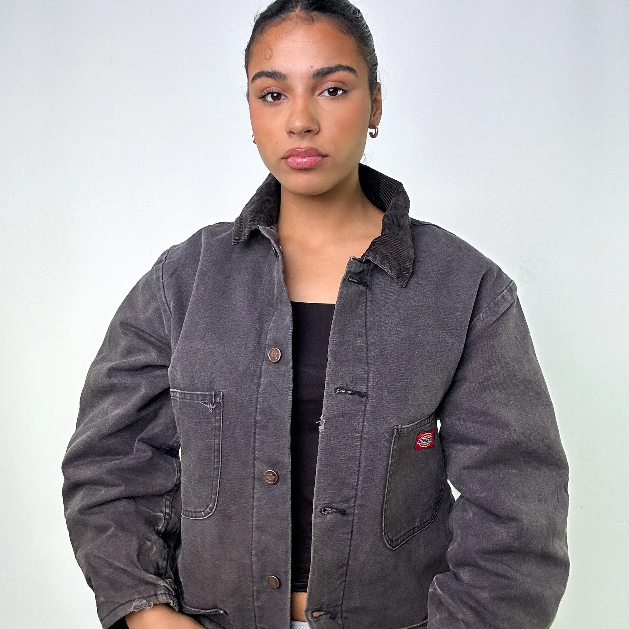 DARK GREY VINTAGE DICKIES CHORE WORKWEAR JACKET COAT (