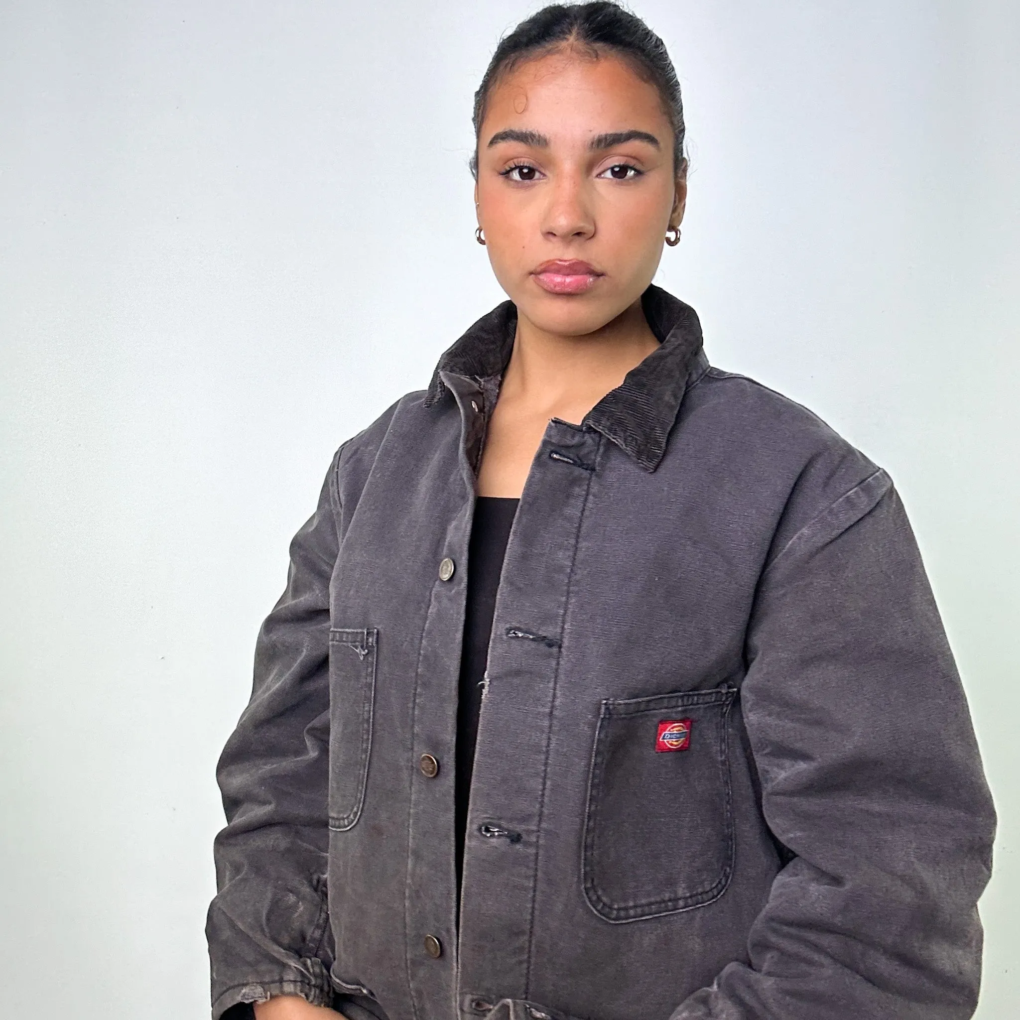 DARK GREY VINTAGE DICKIES CHORE WORKWEAR JACKET COAT (