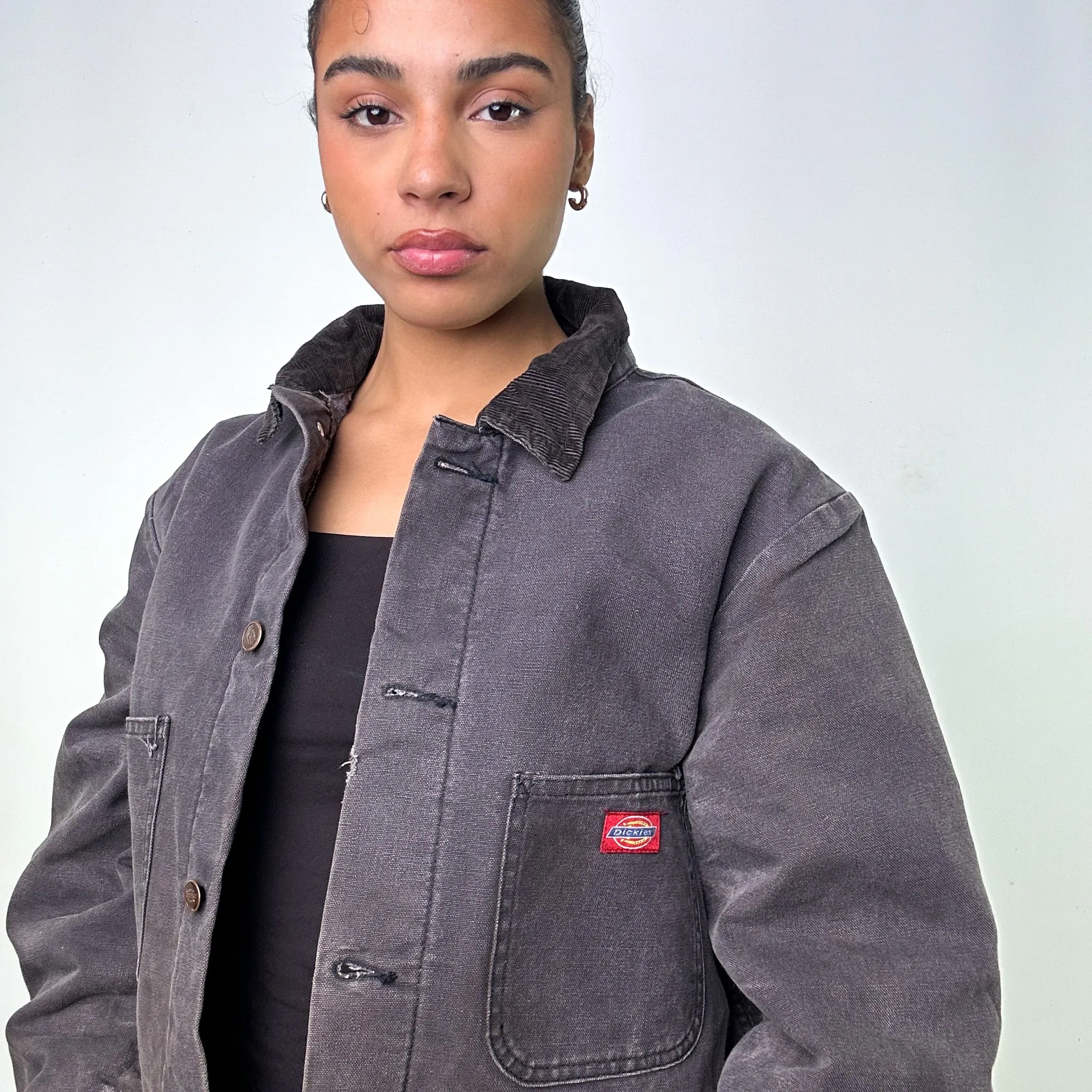 DARK GREY VINTAGE DICKIES CHORE WORKWEAR JACKET COAT (