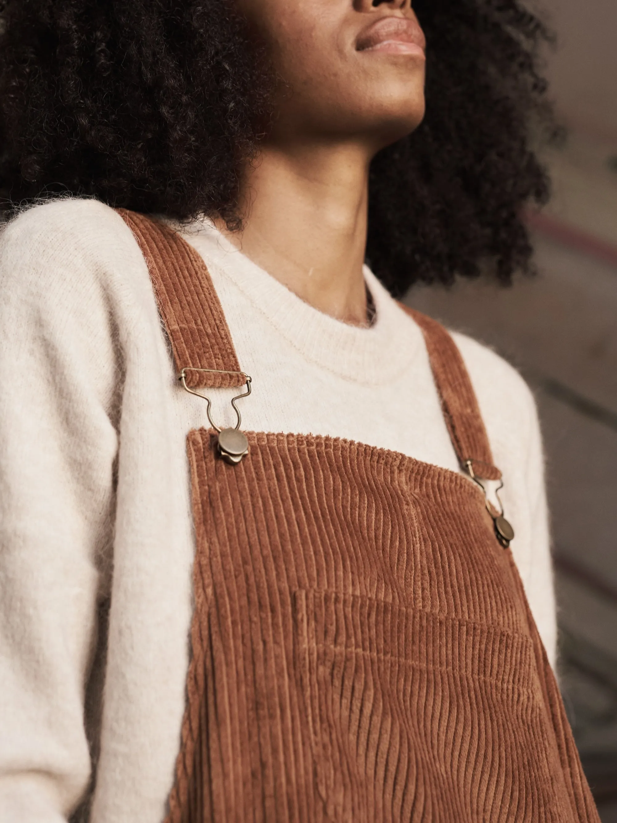 Doris Dungarees in Chocolate Brown Jumbo Cord