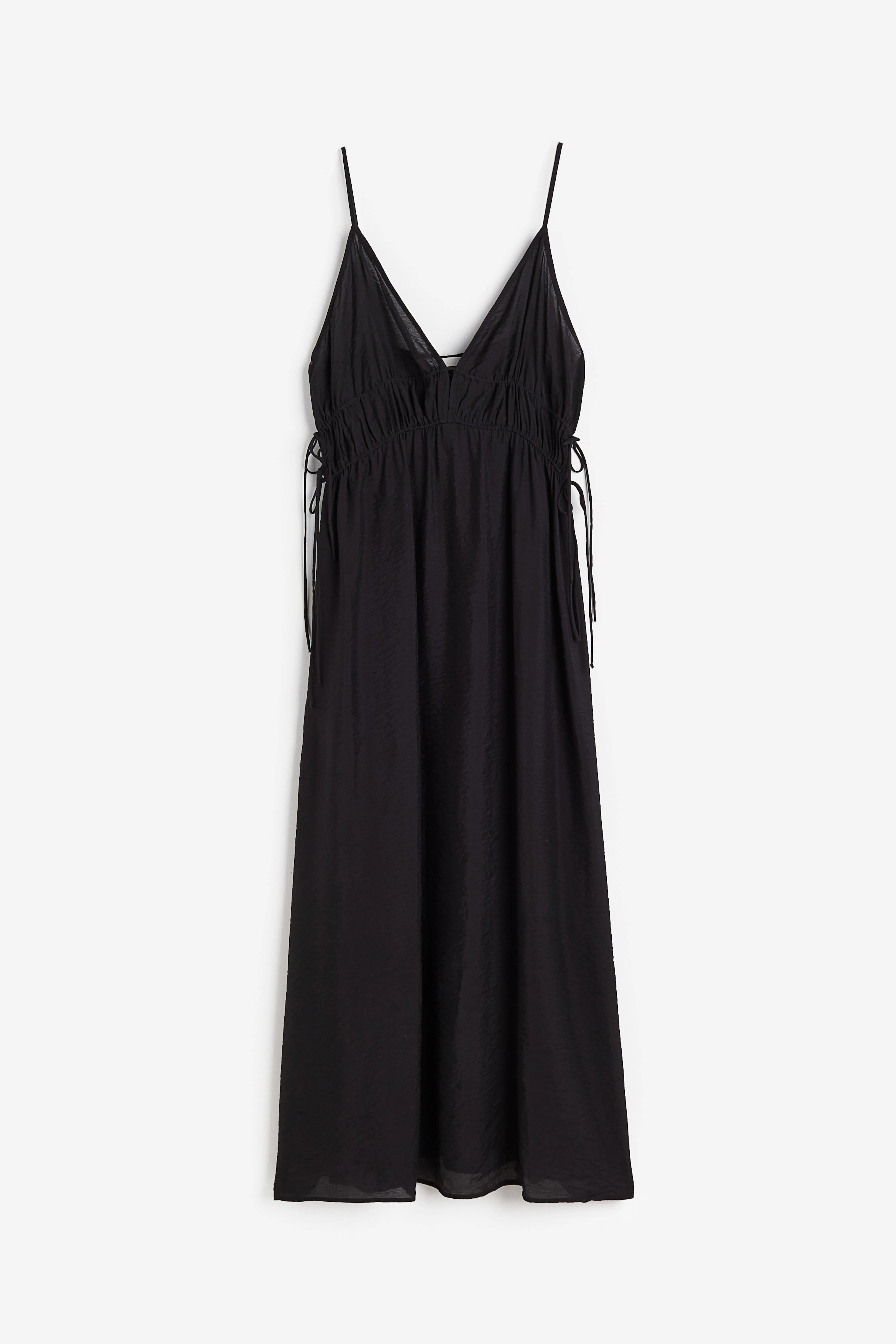 Drawstring-detail dress - Deep-plunge neckline - Sleeveless - Black - Ladies | H&M GB