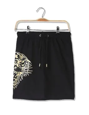 EdHardy Women Drawstring Printed Mini Skirt