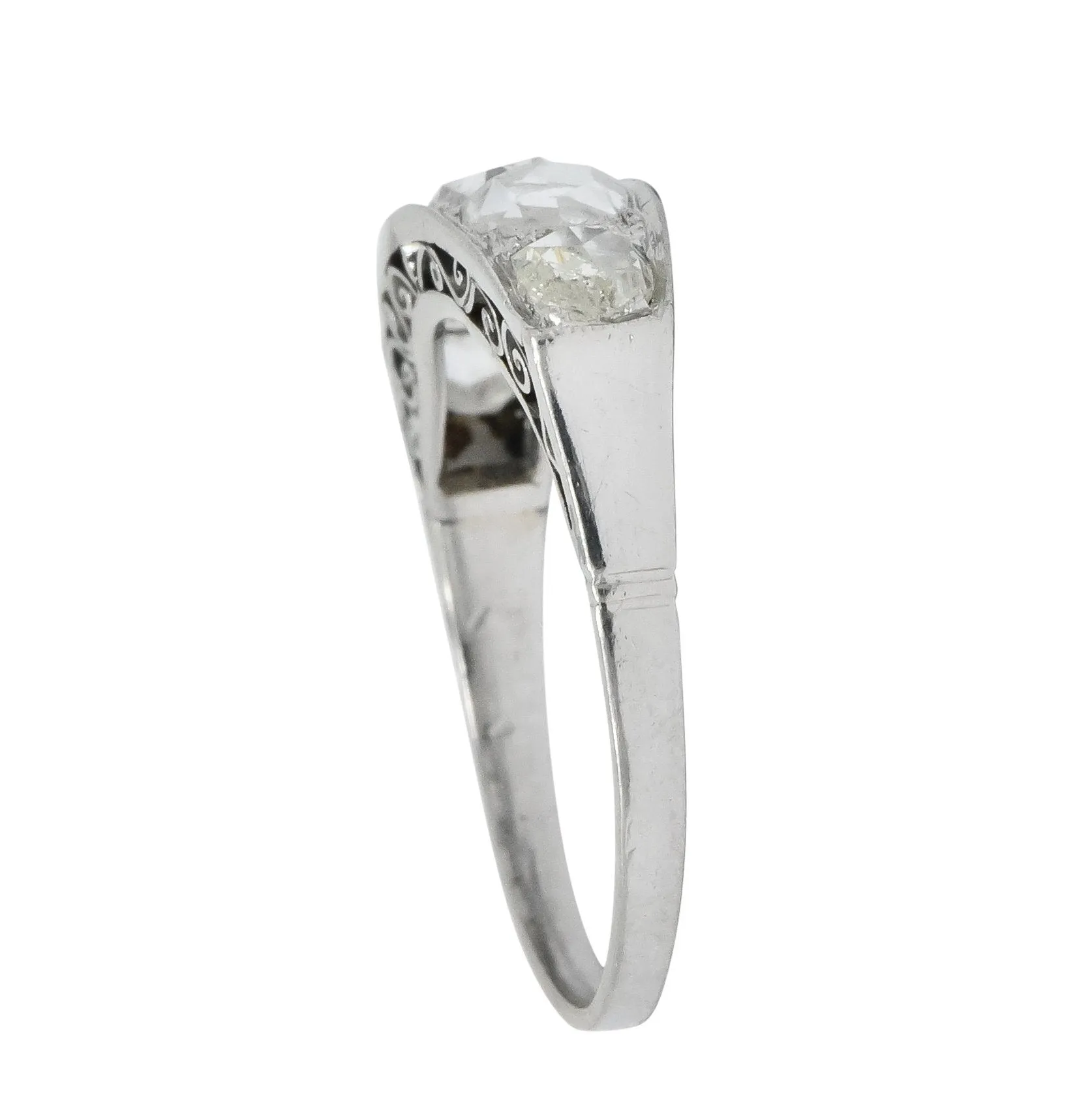 Edwardian 0.55 CTW Rose Cut Diamond Platinum Five Stone Band Ring