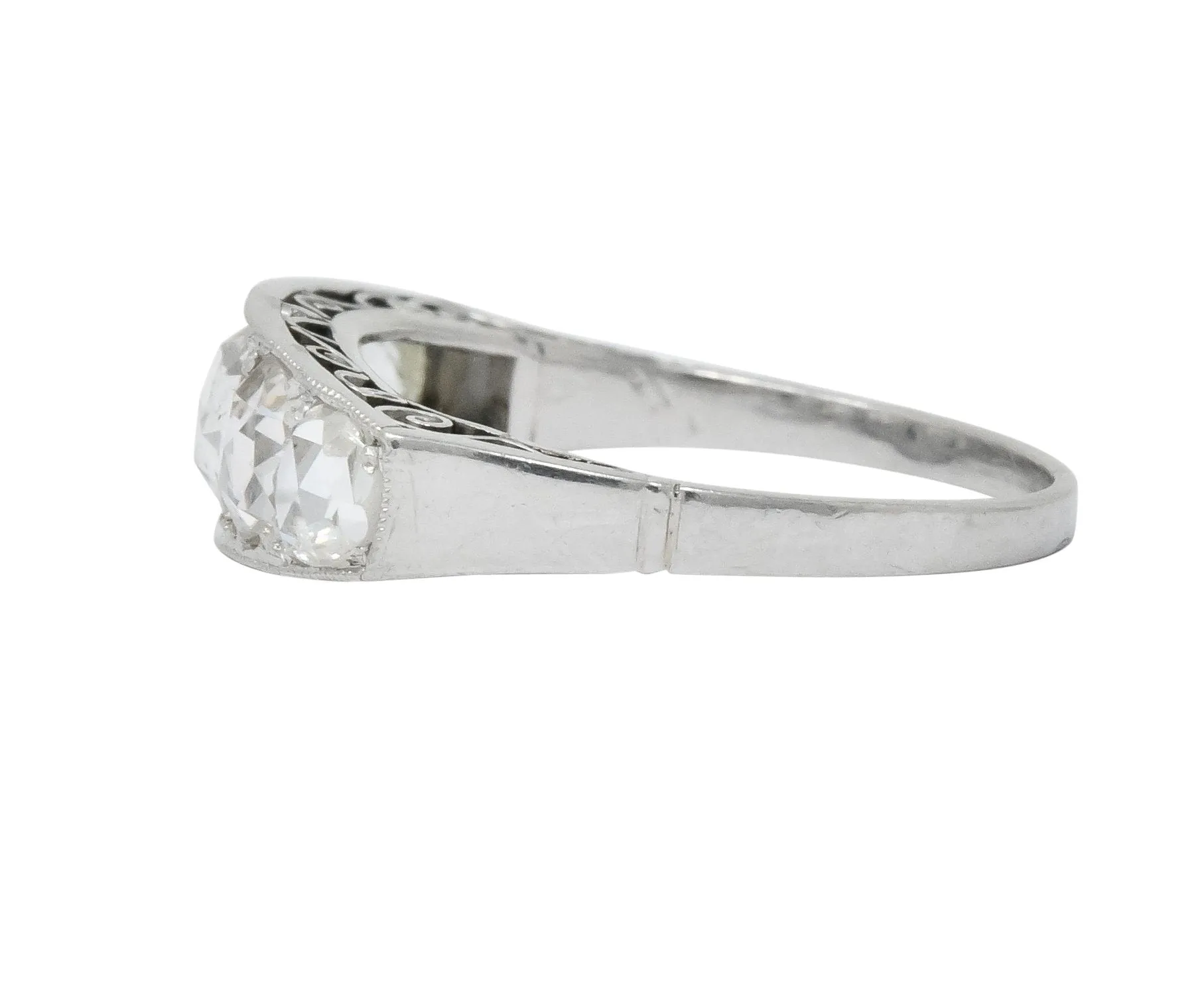 Edwardian 0.55 CTW Rose Cut Diamond Platinum Five Stone Band Ring