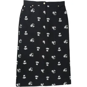 Erdem Black/White Floral Denim Maxi Skirt