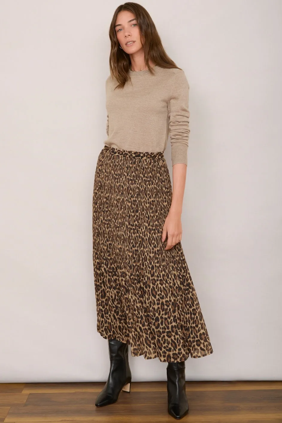 Estelle Plisse Skirt - Leopard