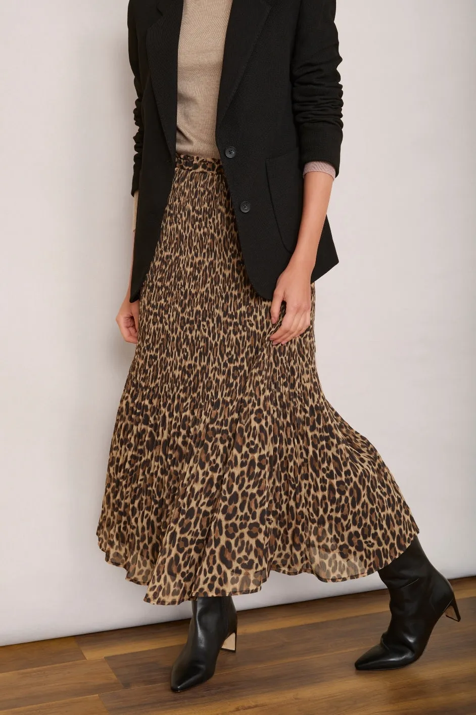 Estelle Plisse Skirt - Leopard